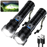 2 Pack Rechargeable Flashlight 100000 High Lumens Waterproof LED-TI00778-Veeddydropshipping
